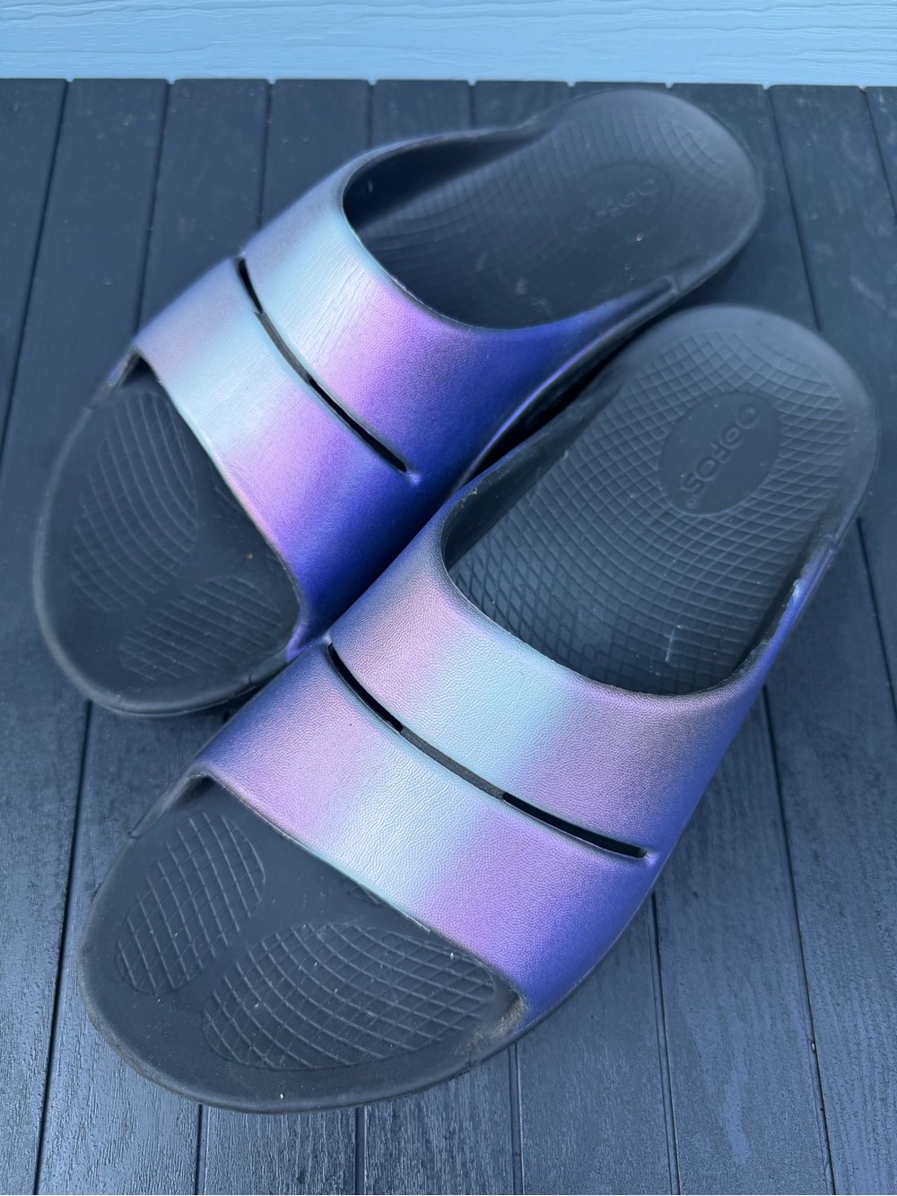 WOMEN'S OOFOS OOAHH ATLANTIS LUXE DOUBLE STRAP SLIDE ON BEACH SANDAL SIZE 9